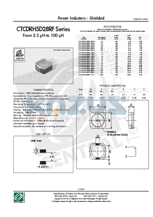 CTCDRH5D28RF-220N datasheet - Power Inductors - Shielded