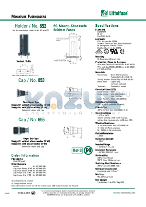 655 datasheet - MINIATURE FUSEHOLDERS