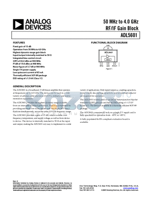 ADL5601-EVALZ datasheet - 50 MHz to 4.0 GHz RF/IF Gain Block
