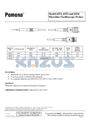 6552 datasheet - Microline Oscilloscope Probes