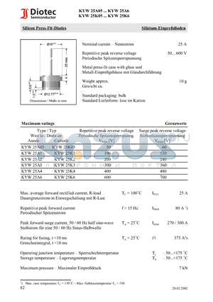 KYW25A2 datasheet - Silicon Press-Fit-Diodes