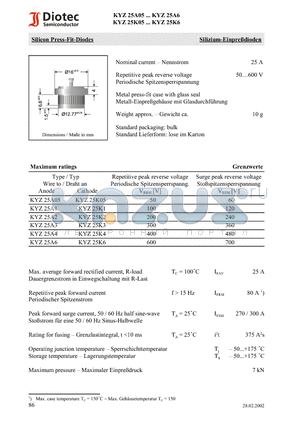 KYZ25A05 datasheet - Silicon Press-Fit-Diodes