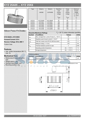 KYZ25A05 datasheet - Silicon Press-Fit-Diodes