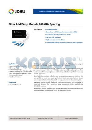 ADM-2F2721014 datasheet - Filter Add/Drop Module 200 GHz Spacing