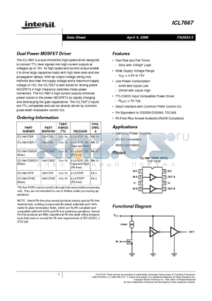 ICL7667 datasheet - Dual Power MOSFET Driver