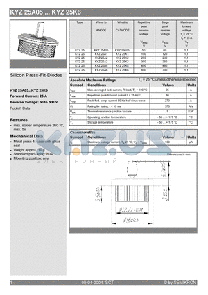 KYZ25A4 datasheet - Silicon Press-Fit-Diodes