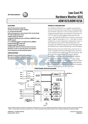 ADM1025 datasheet - Low Cost PC Hardware Monitor ASIC