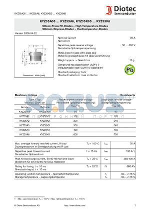 KYZ35A1 datasheet - Silicon-Press-Fit-Diodes - High Temperature Diodes