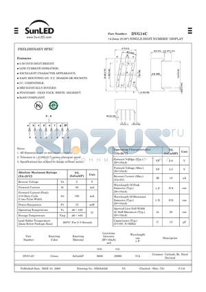 DVG14C datasheet - 14.2mm (0.56) SINGLE DIGIT NUMERIC DISPLAY