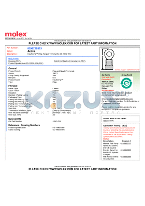 J-685-76X datasheet - InsulKrimp Ring Tongue Terminal for 2/0 AWG Wire