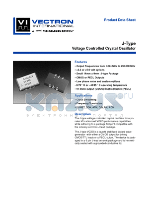 J-TYPE datasheet - Voltage Controlled Crystal Oscillator