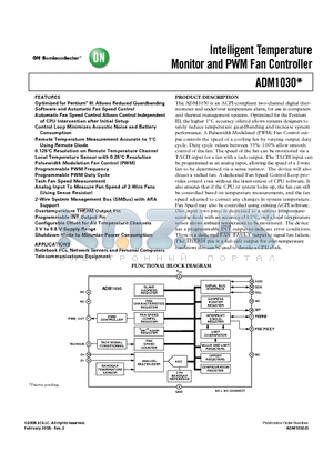 ADM1030ARQ datasheet - Intelligent Temperature Monitor and PWM Fan Controller