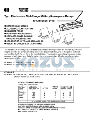 FCA-210-BY1 datasheet - 10 AMPERES, DPDT