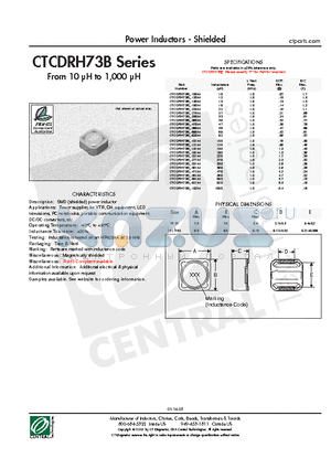 CTCDRH73B-101M datasheet - Power Inductors - Shielded