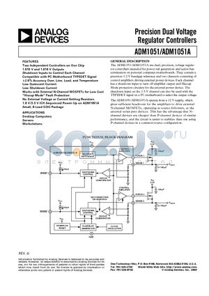 ADM1051AJR datasheet - Precision Dual Voltage Regulator Controllers