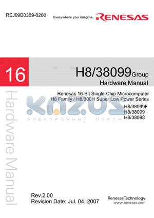 H8/38098 datasheet - Renesas 16-Bit Single-Chip Microcomputer H8 Family / H8/300H Tiny Series