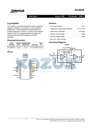 ICL8048 datasheet - Log Amplifier