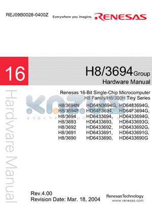 H8/3694F datasheet - 16-Bit Single-Chip Microcomputer H8 Family/H8/300H Tiny Series