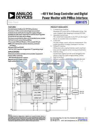 ADM1075-1ACPZ datasheet - 48 V Hot Swap Controller and Digital