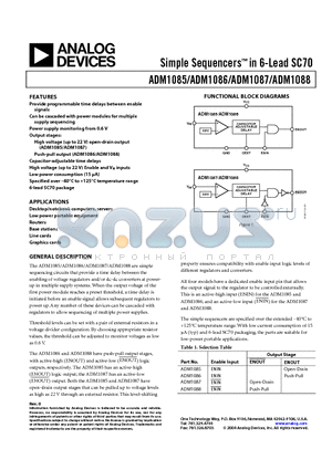 ADM1086AKS-REEL7 datasheet - Simple Sequencers in 6-Lead SC70