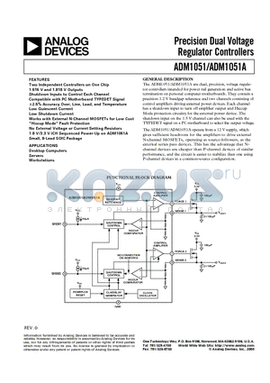 ADM1051 datasheet - Precision Dual Voltage Regulator Controllers