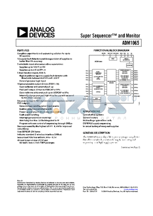ADM1065 datasheet - Super Sequencer-TM and Monitor