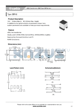 J10174 datasheet - ADSL Transformer< SMD Type: CEP Series>