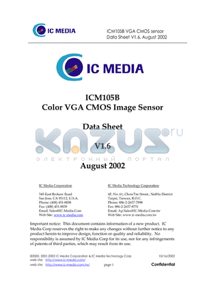 ICM-105BTA datasheet - Color VGA CMOS Image Sensor