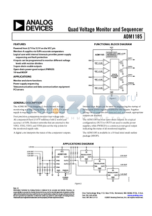 ADM1185ARMZ-1REEL7 datasheet - Quad Voltage Monitor and Sequencer