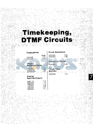 ICM7206A datasheet - TIMEKEEPING DTMF CIRCUITS