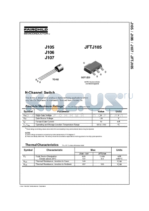 J105 datasheet - N-Channel Switch