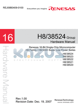 H8/38522 datasheet - Renesas 16-Bit Single-Chip Microcomputer H8 Family / H8/300H Super Low Power Series