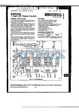 ICM7208 datasheet - 7-Digit LED Display Counter