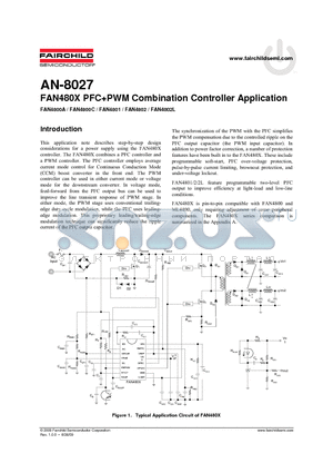 FCA20N60 datasheet - PFCPWM Combination Controller