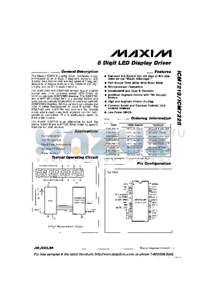 ICM7218DIJI datasheet - 8 Digit LED Display Driver