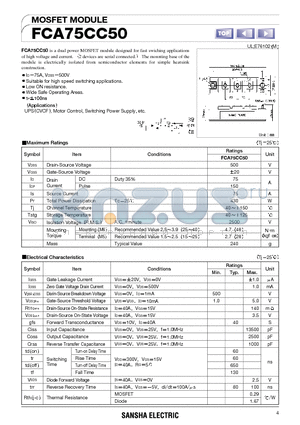 FCA75CC50 datasheet - MOSFET MODULE
