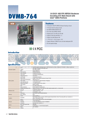 DVMB-764 datasheet - 16 CH D1 480 FPS MPEG4 Hardware Encoding ATX Main Board with Intel^ Q965 Platform