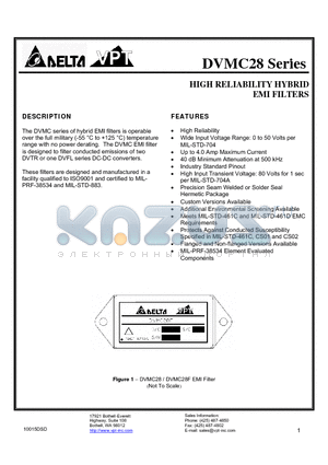 DVMC28 datasheet - HIGH RELIABILITY HYBRID EMI FILTERS