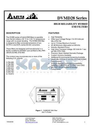 DVMD28F/ES-XXX datasheet - HIGH RELIABILITY HYBRID EMI FILTERS