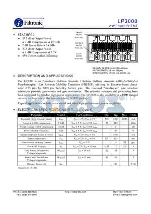 LP3000 datasheet - 2 W POWER PHEMT