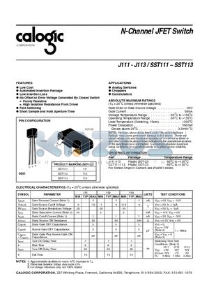 J112 datasheet - N-Channel JFET Switch