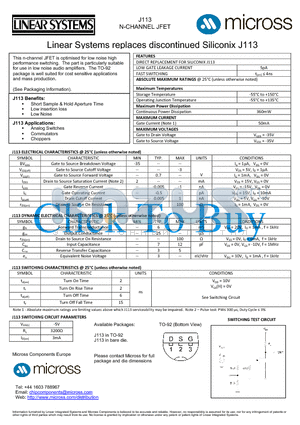 J113_TO-92 datasheet - N-CHANNEL JFET