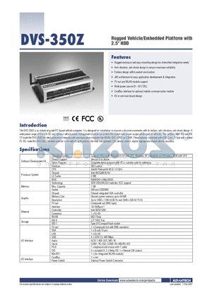 DVS-350-ZPS4E datasheet - Rugged Vehicle/Embedded Platform with 2.5 HDD