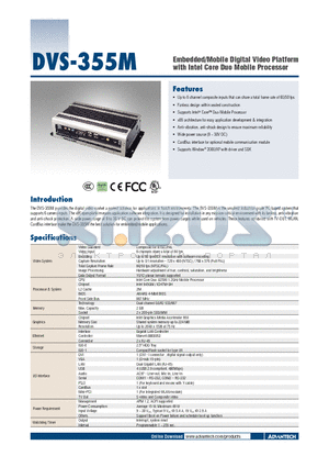 DVS-355-MU25E datasheet - Embedded/Mobile Digital Video Platform with Intel Core Duo Mobile Processor