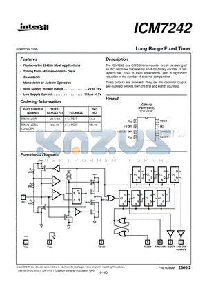 ICM7242IPA datasheet - Long Range Fixed Timer
