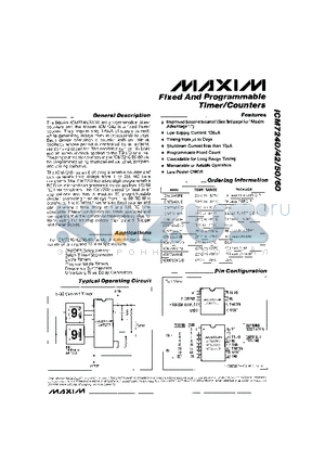 ICM7242IPA datasheet - Fixed And Programmable Timer/Counters