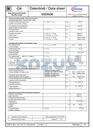 65DN06 datasheet - Netz-Gleichrichterdiode Rectifier Diode