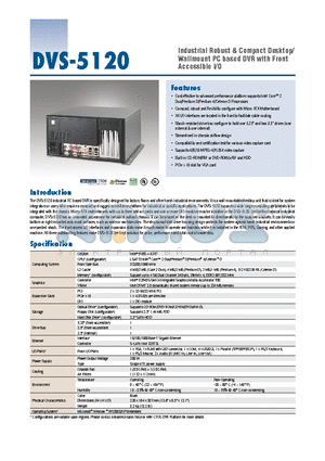 DVS-5120-945G-8SB1 datasheet - Industrial Robust & Compact Desktop/ Wallmount PC based DVR with Front Accessible I/O