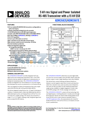 ADM2682EBRIZ-RL7 datasheet - 5 kV rms Signal and Power Isolated