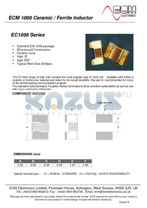 EC1008A-010 datasheet - Ceramic / Ferrite Inductor